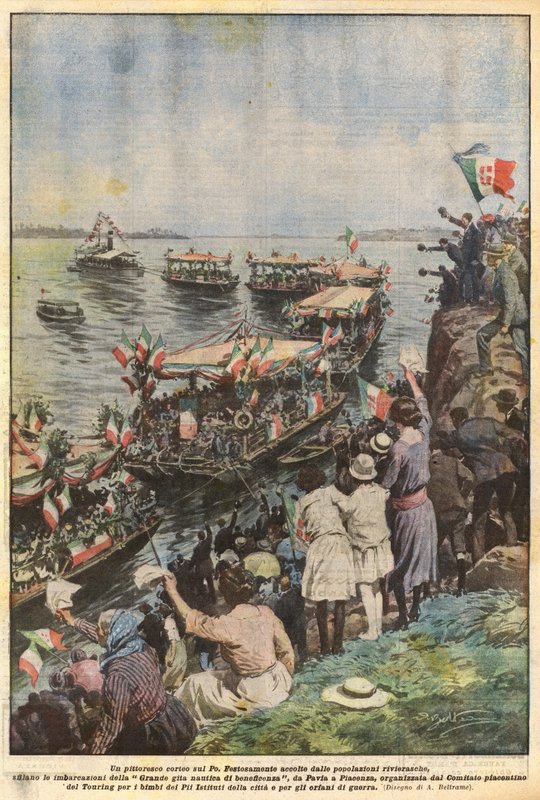 Un cortège pittoresque sur le Pô - Achille Beltrame