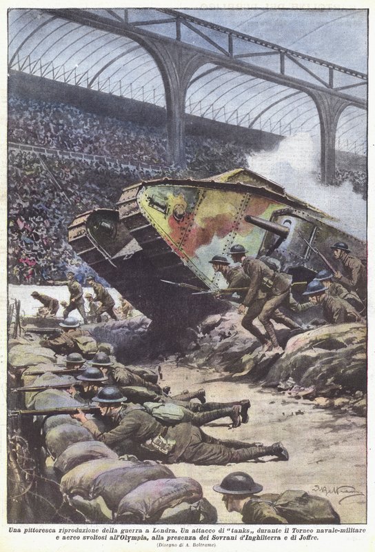 Une reproduction pittoresque de la guerre à Londres - Achille Beltrame