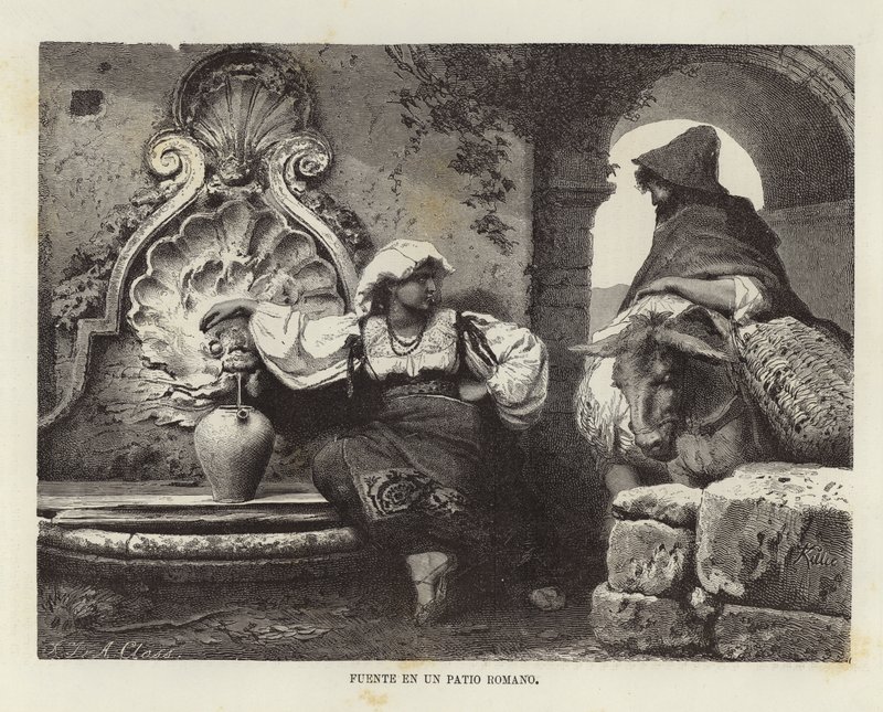 Fontaine dans une cour romaine - Adolf Closs