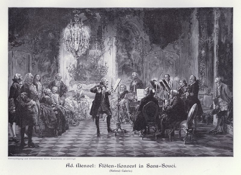 Concert de flûte au Palais de Sanssouci, Potsdam, Prusse - Adolph Friedrich Erdmann von (after) Menzel
