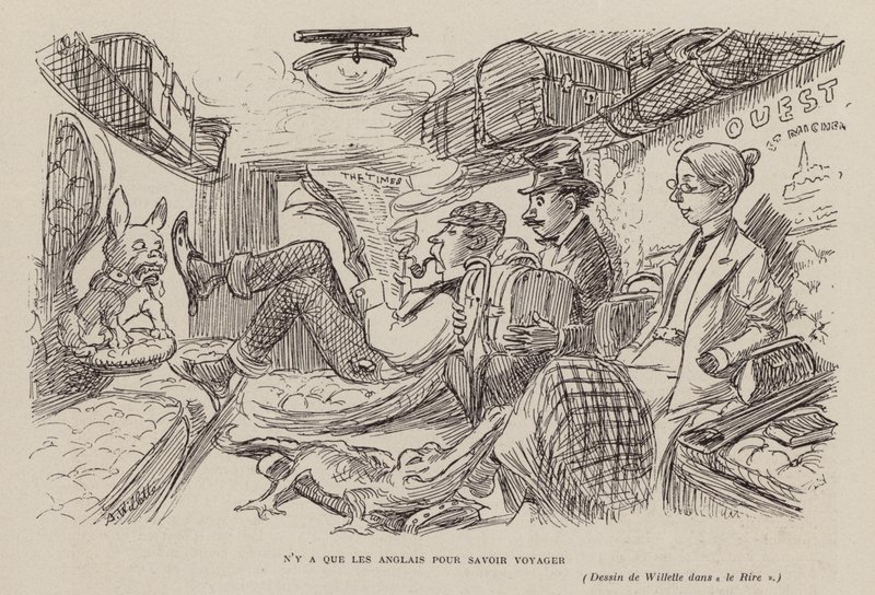 Seuls les Anglais savent voyager (lithographie) - Adolphe Leon Willette