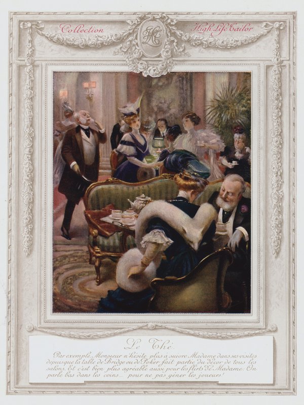 Belle Époque Paris, Dame à la mode prenant le thé - Albert Guillaume