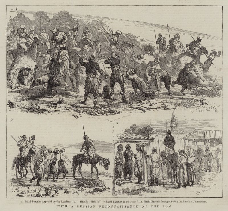 Avec les Russes en reconnaissance sur le Lom - Alfred Chantrey Corbould