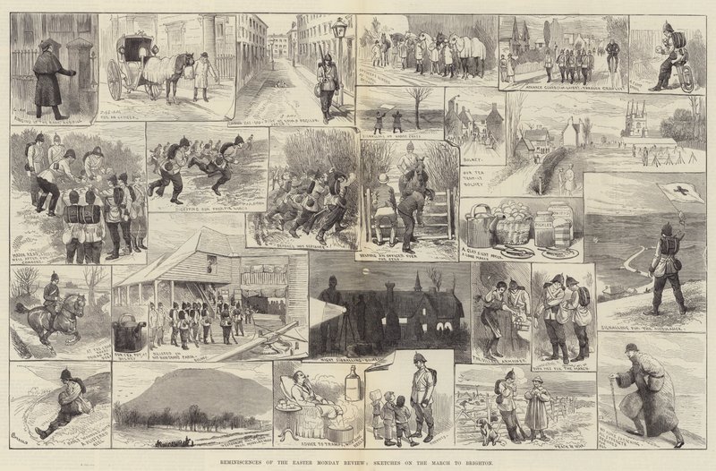 Souvenirs de la revue du lundi de Pâques, croquis sur la marche vers Brighton - Alfred Courbould