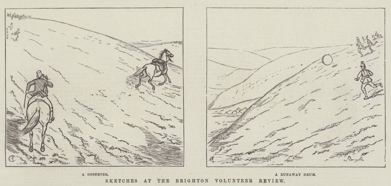 Croquis à la revue des volontaires de Brighton - Alfred Crowquill