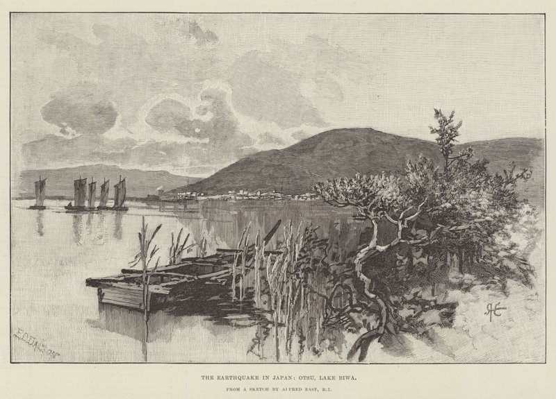 Le tremblement de terre au Japon, Otsu, lac Biwa - Alfred East