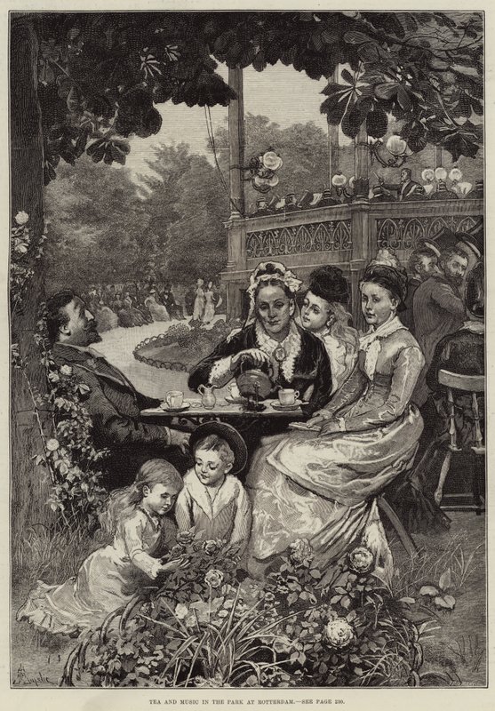 Thé et musique dans le parc de Rotterdam - Alfred Edward Emslie