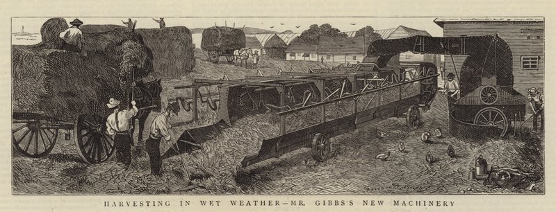Récolte par temps humide, la nouvelle machinerie de M. Gibbs - Alfred Chantrey Corbould