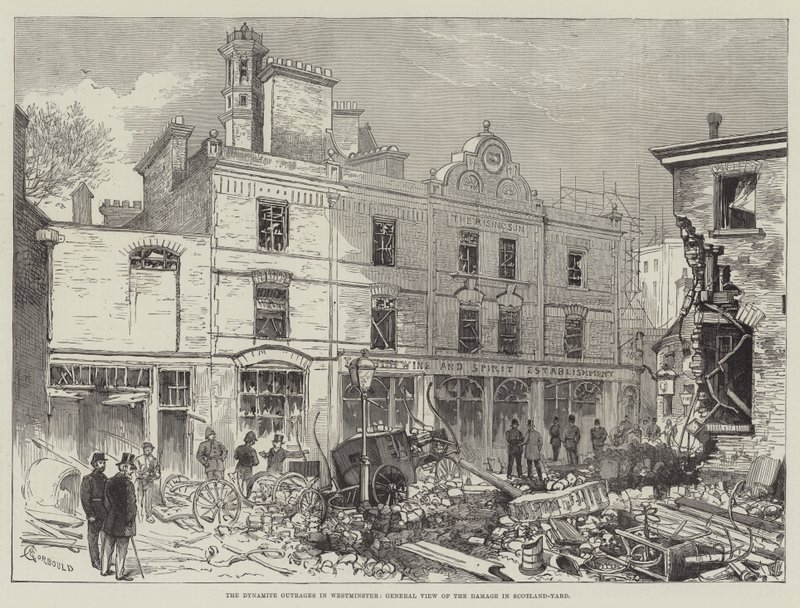 Les Attentats à la Dynamite à Westminster, Vue Générale des Dégâts à Scotland-Yard - Alfred Courbould