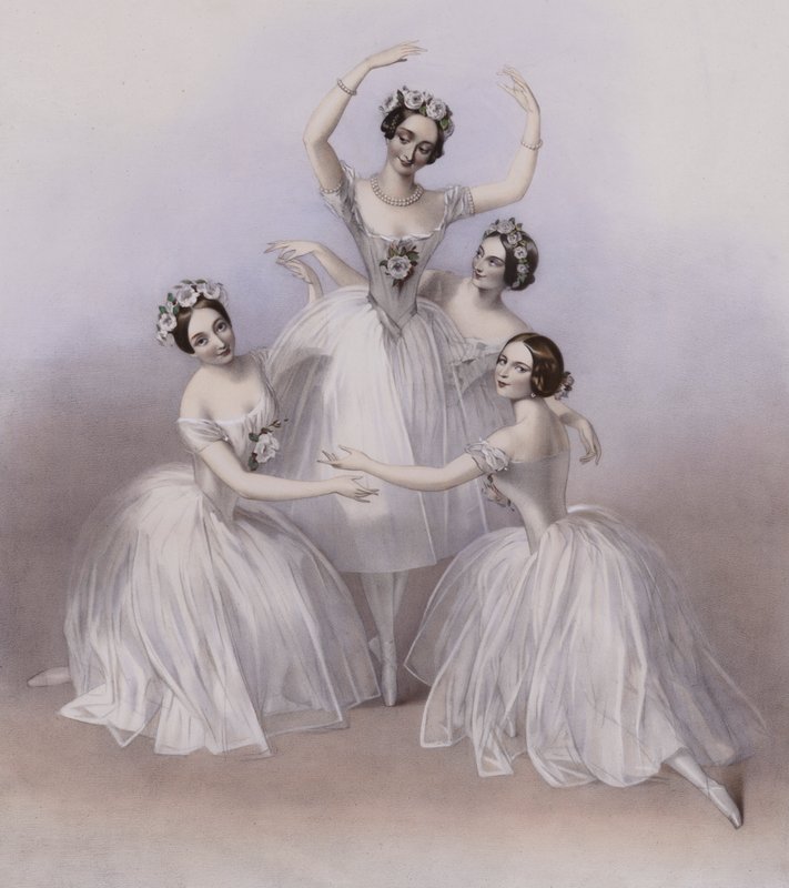 Le célèbre Pas de Quatre composé par Jules Perrot, tel que dansé au Théâtre de Sa Majesté - Alfred Edward (after) Chalon