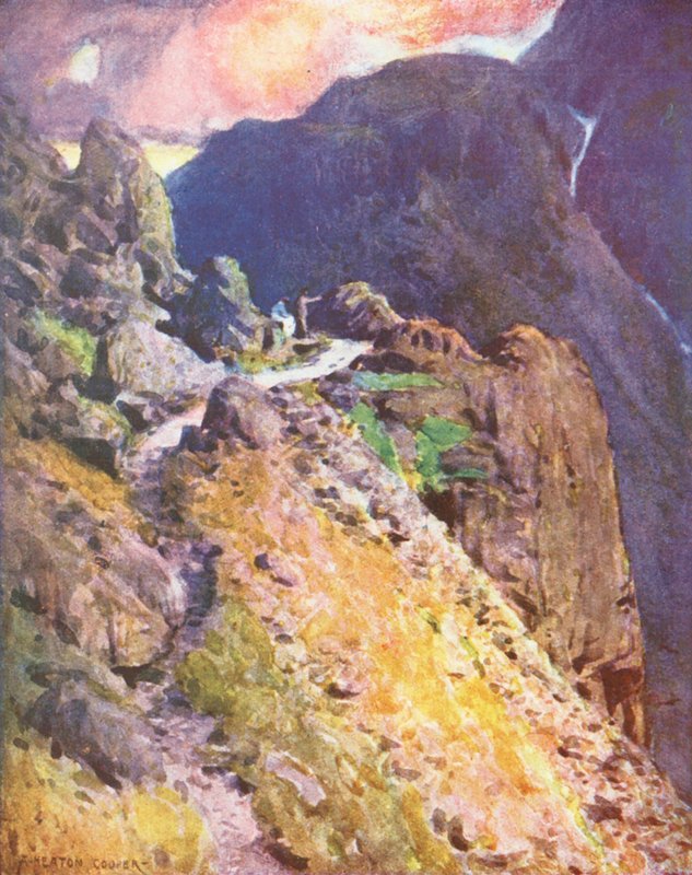 District des Lacs : Approchant le sommet du col de Styhead, Wastdale - Alfred Heaton Cooper