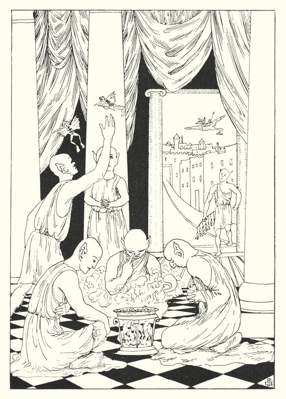 Une histoire vraie de Lucien : Un repas sur la Lune, Grenouilles rôties (gravure) - Alfred Payne Garnett