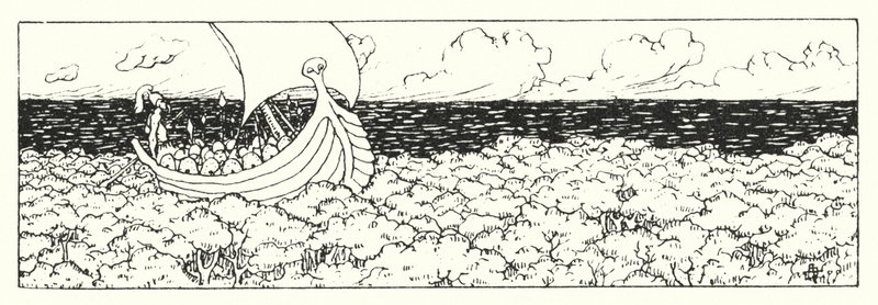 Histoire Véritable de Lucien : Naviguer sur les cimes des arbres (gravure) - Alfred Payne Garnett