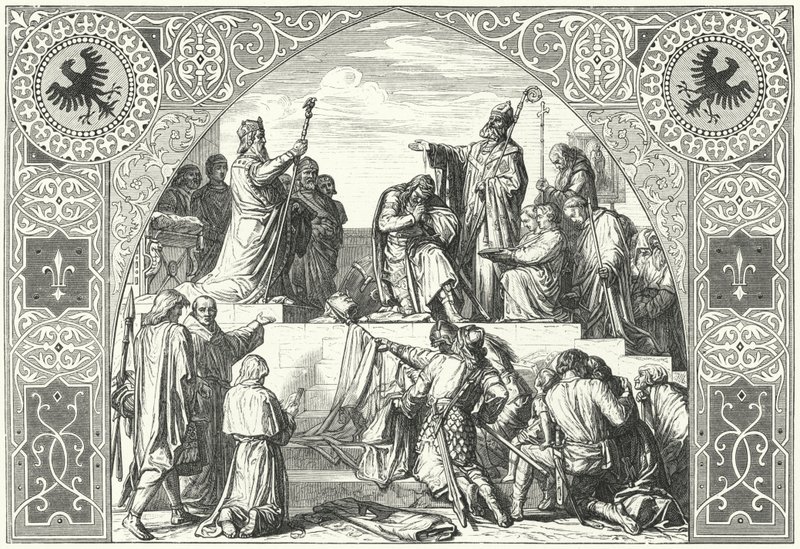 Le baptême du chef saxon Widukind, 785 (gravure) - Alfred Rethel