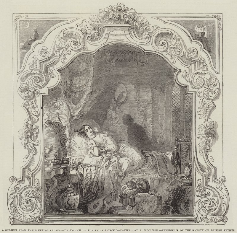 Un sujet du Palais Endormi, Approche du Prince Féerique, Exposition de la Société des Artistes Britanniques - Alfred Woolmer