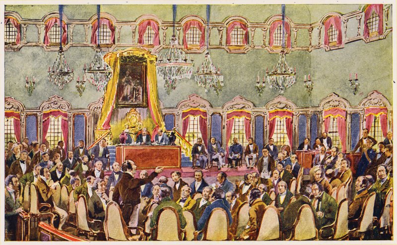 Approbation de la Constitution portugaise par les Cortes - Alfredo Roque Gameiro