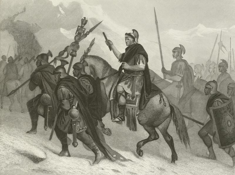 Hannibal et son armée traversant les Alpes - Alonzo Chappel