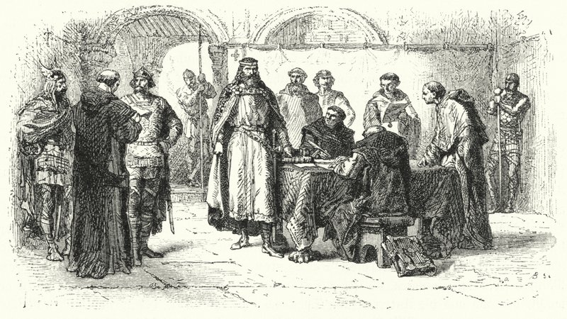 Proclamation du catholicisme comme religion du royaume gothique en Espagne au troisième concile de Tolède, 589 (gravure) - Alphonse Marie de (after) Neuville