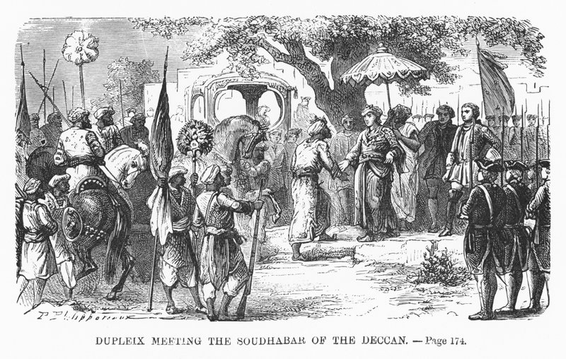 Dupleix rencontrant le Soudhabar du Deccan, illustration de 