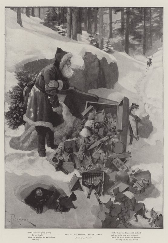 Les lutins volant le Père Noël - Amedee Forestier