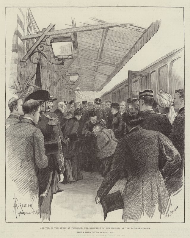 Arrivée de la reine à Florence, réception de Sa Majesté à la gare - Amedee Forestier