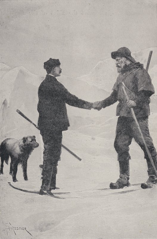 Rencontre des explorateurs polaires Frederick George Jackson et Fridtjof Nansen, Terre François-Joseph, 1896 - Amedee Forestier