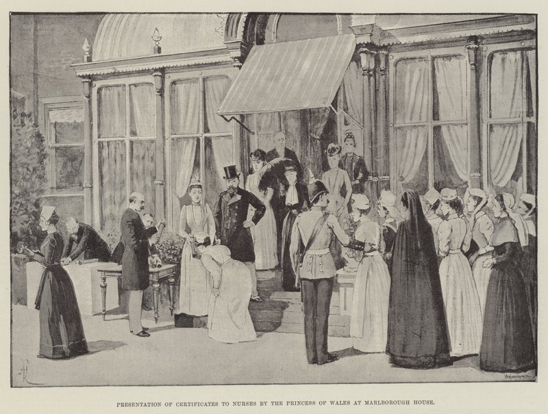 Remise de certificats aux infirmières par la princesse de Galles à Marlborough House - Amedee Forestier