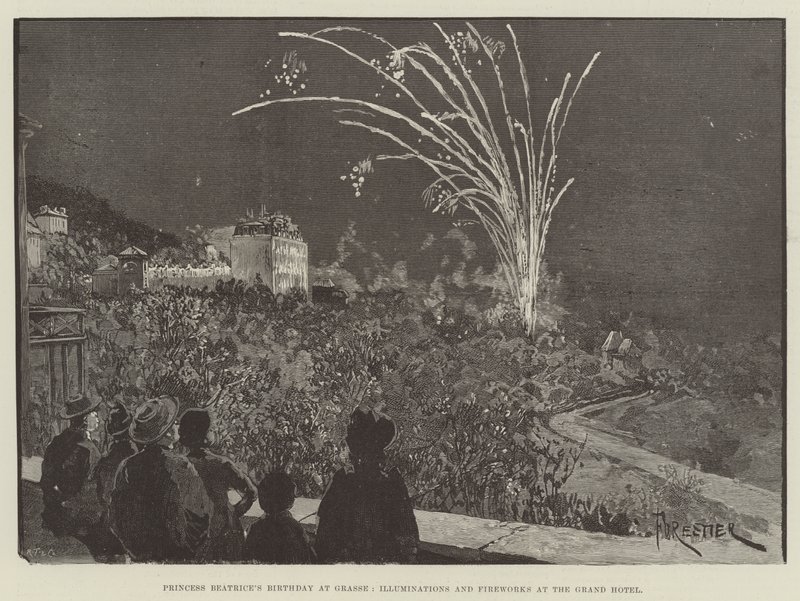 Anniversaire de la princesse Béatrice à Grasse, illuminations et feux d