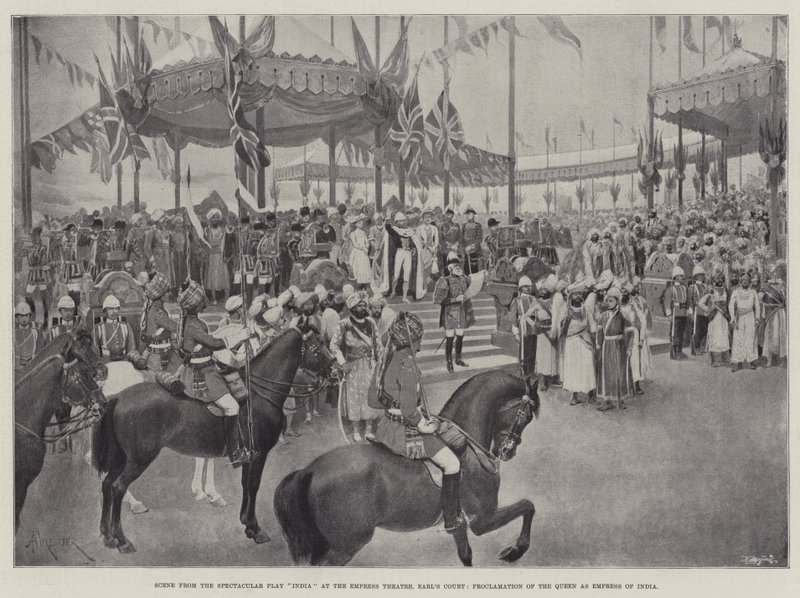 Scène de la pièce spectaculaire Inde au théâtre Empress, Earl
