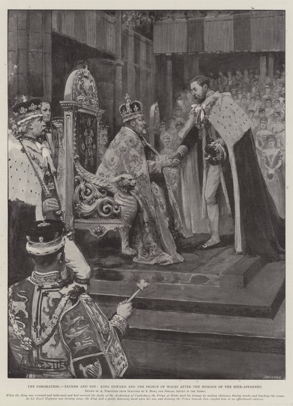Le couronnement, père et fils, le roi Edward et le prince de Galles après l
