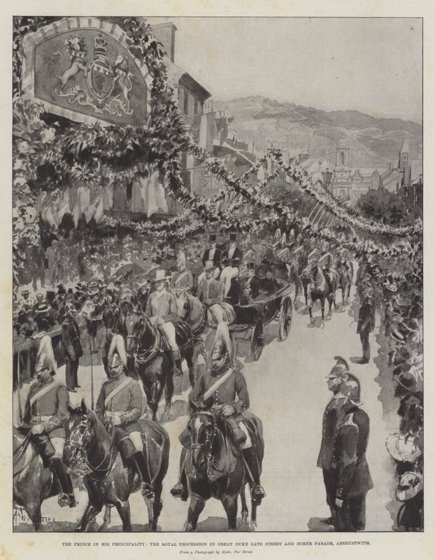 Le Prince dans sa Principauté, la Procession Royale dans Great Duke Gate Street et North Parade, Aberystwith - Amedee Forestier