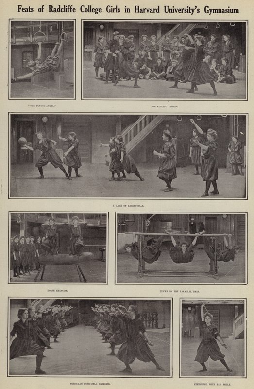 Exploits des filles du Radcliffe College dans le gymnase de l