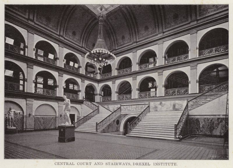 Philadelphie : Cour centrale et escaliers, Institut Drexel - American Photographer (after)