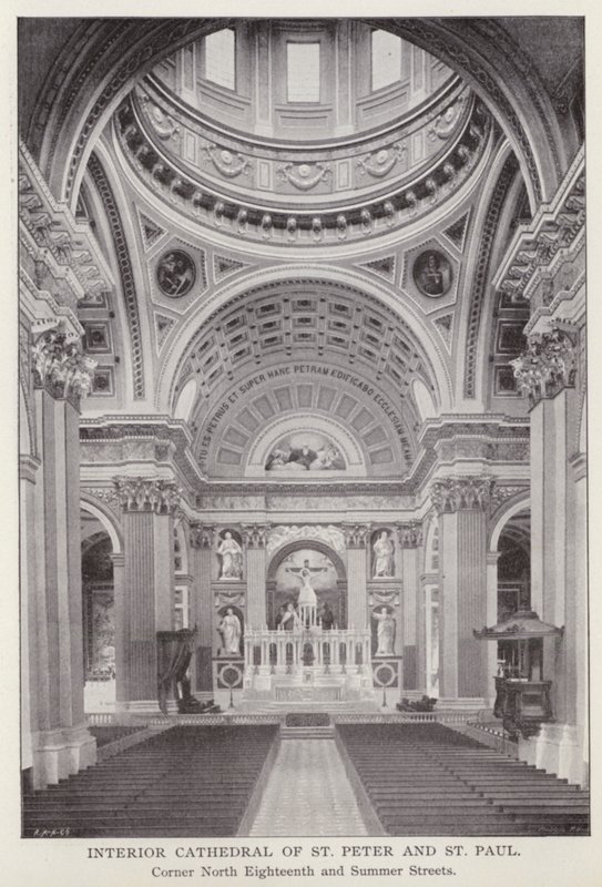 Philadelphie : Intérieur de la cathédrale de Saint-Pierre et Saint-Paul, coin des rues North Eighteenth et Summer - American Photographer (after)