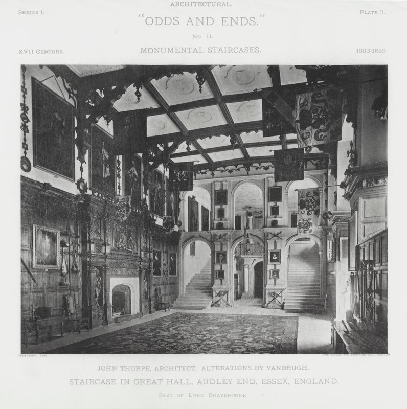 Escalier dans le Grand Hall, Audley End, Essex, Angleterre - American Photographer (after)
