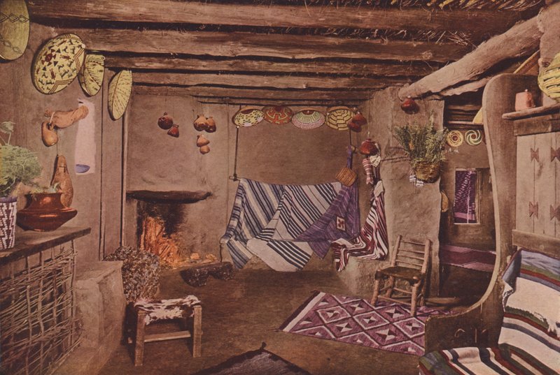 Intérieur de la maison Hopi, Grand Canyon, Arizona (photo couleur) - American Photographer