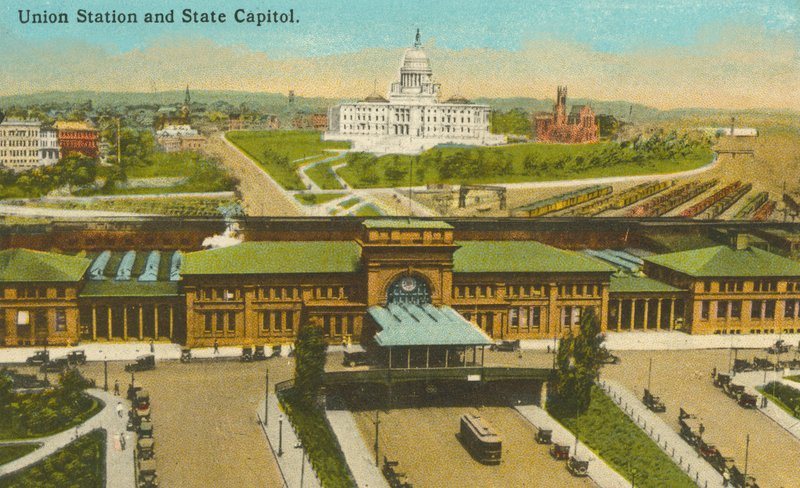 Providence, Rhode Island : Union Station et State Capitol (photo couleur) - American Photographer