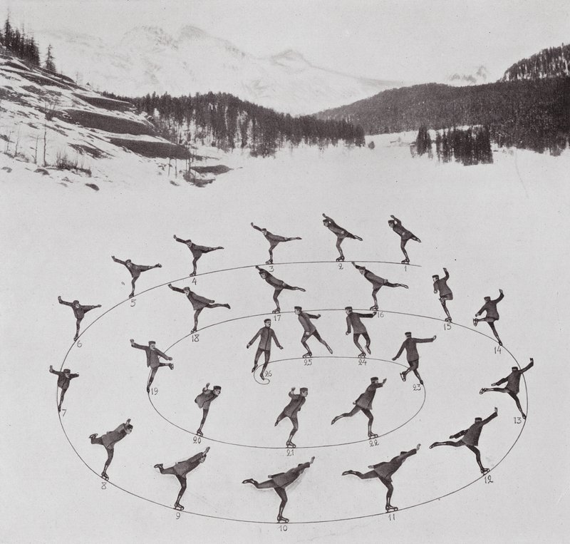 Patinage avec Bror Meyer : Spirale extérieure avant (photo n/b) - American Photographer