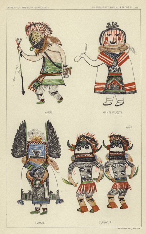 Ahul, Hahai Wuqti, Tumas, Tunwup (lithographie couleur) - American School
