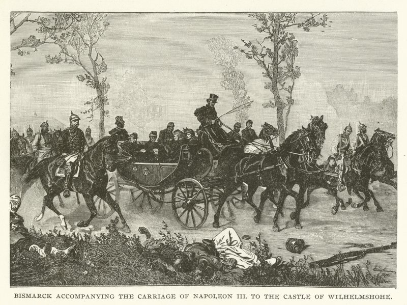 Bismarck accompagnant le carrosse de Napoléon III au Château de Wilhelmshöhe - American School