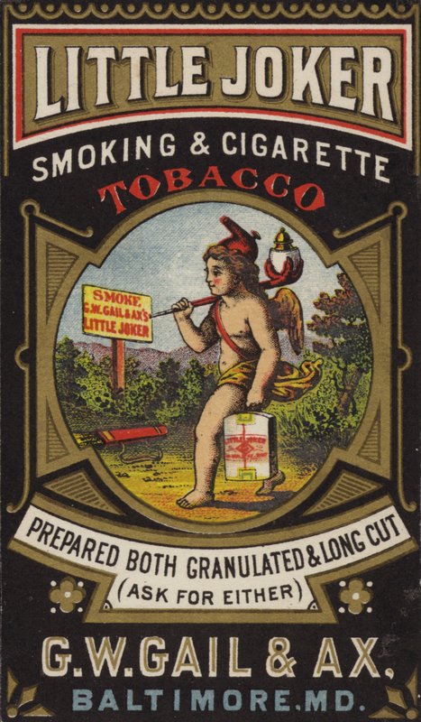 Chérubin portant du tabac et un briquet - American School