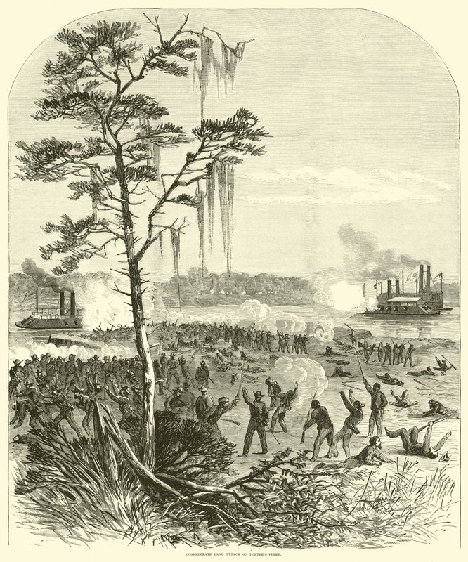 Attaque terrestre confédérée sur la flotte de Porter, avril 1864 - American School