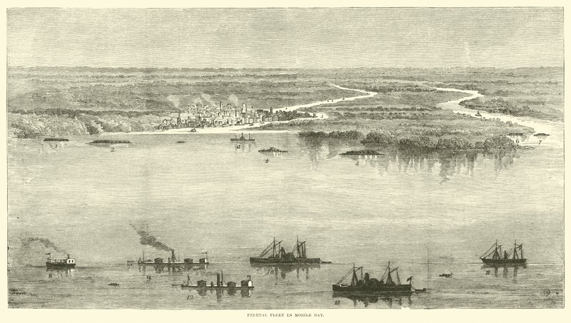 Flotte fédérale dans la baie de Mobile, août 1864 - American School