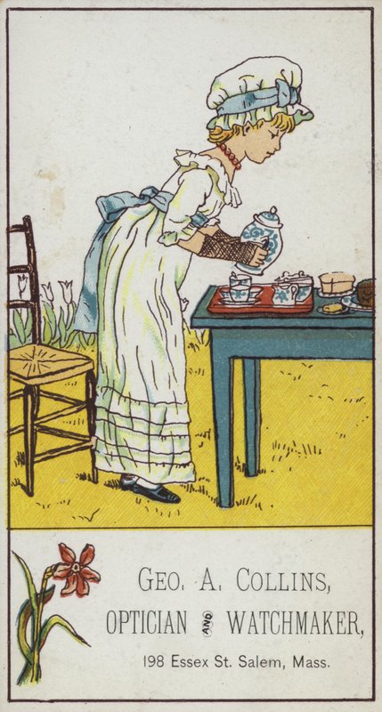 Fille versant du thé - American School