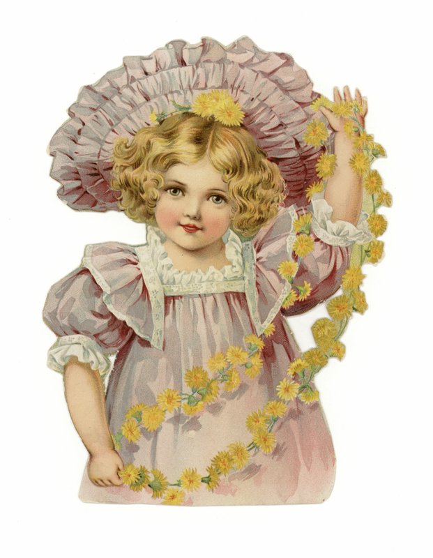 Fille avec une guirlande de fleurs - American School