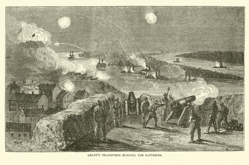 Les transports de Grant franchissant les batteries, avril 1863 - American School