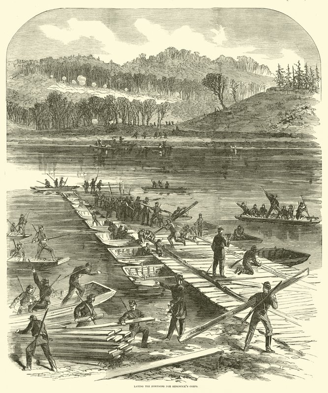 Pose des pontons pour le corps de Sedgwick, avril 1863 - American School