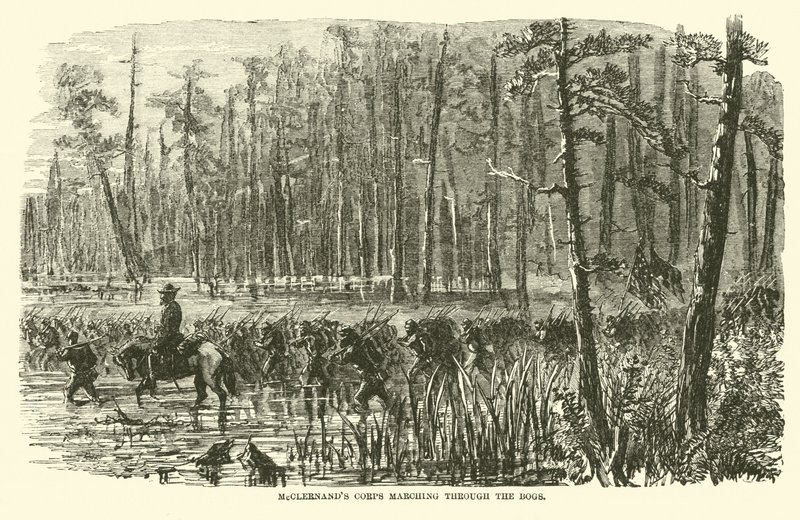 Le corps de McClernand marchant à travers les marécages, mars 1863 - American School