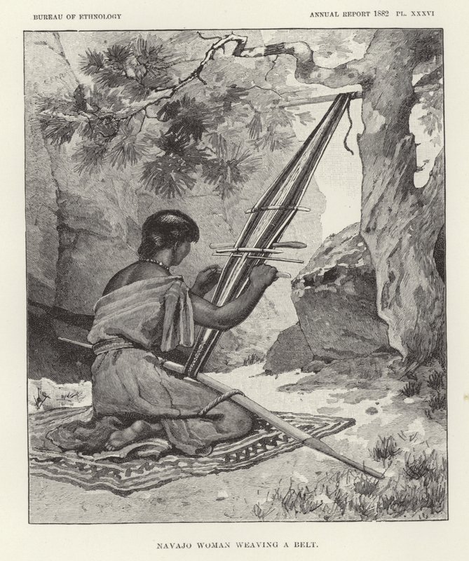 Femme Navajo tissant une ceinture - American School