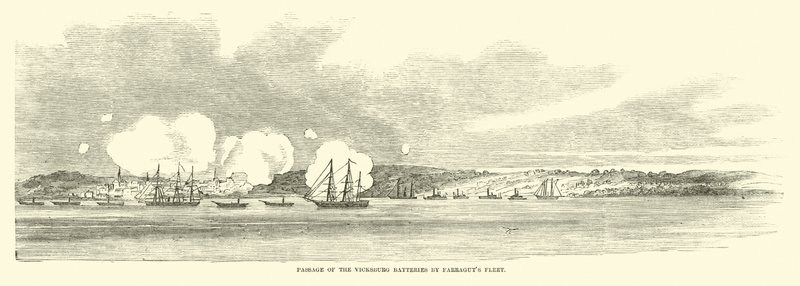 Passage des batteries de Vicksburg par la flotte de Farragut, juin 1862 - American School